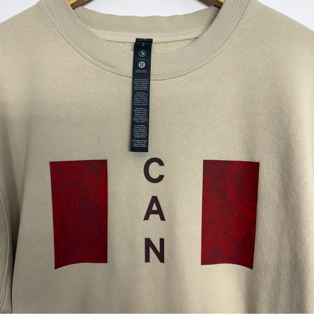 Lululemon Team Canada Steady State Crew CPC Logo Size Large Beech White - Picture 2 of 5